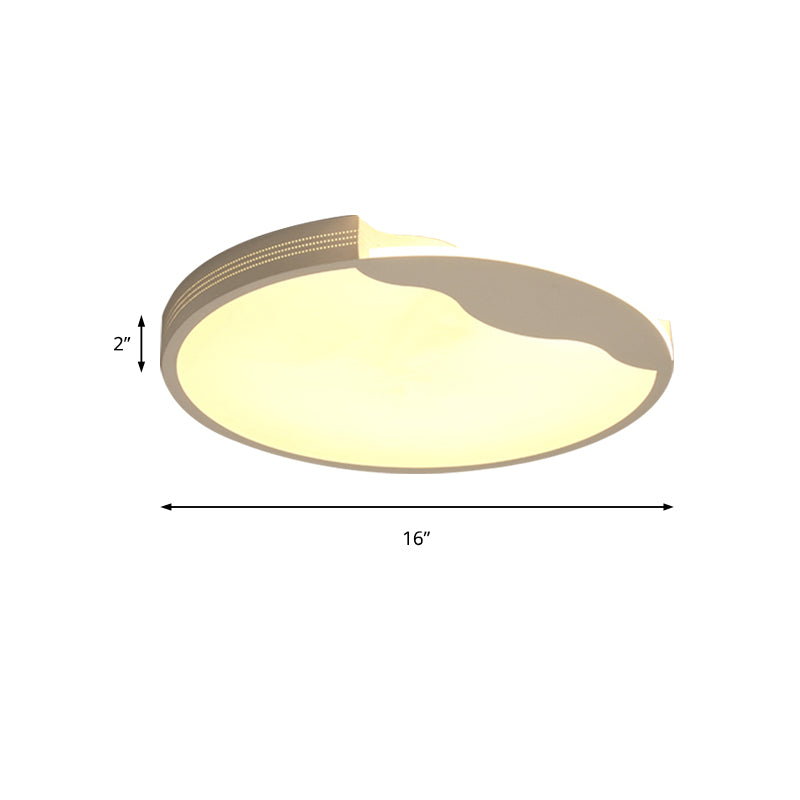 Modern White Led Flush Mount Ceiling Light Fixture With Acrylic Shade Warm/White Lighting 16/19.5