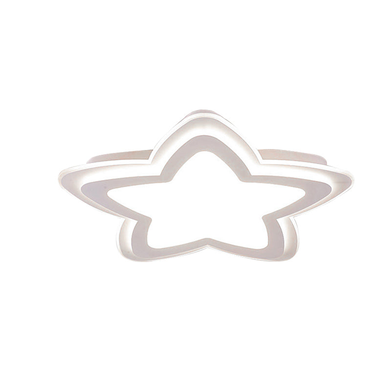 Star-Shaped Acrylic Flush Mount Light For Childs Bedroom With Simple White Style