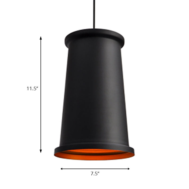 Modern Metal Ceiling Pendant Light For Dining Room - Black/White Tapered Hanging Design