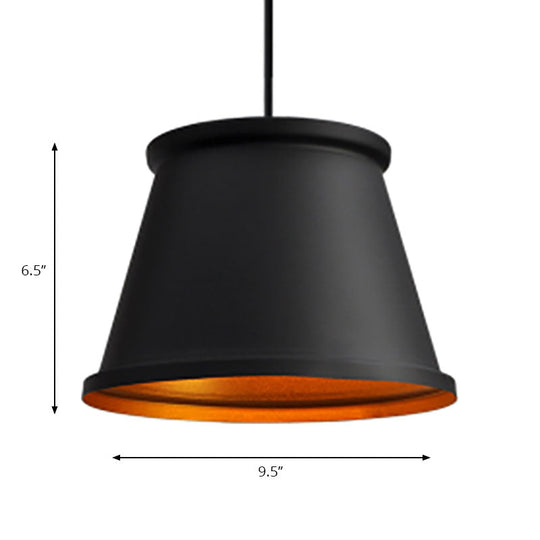 Modern Metal Ceiling Pendant Light For Dining Room - Black/White Tapered Hanging Design