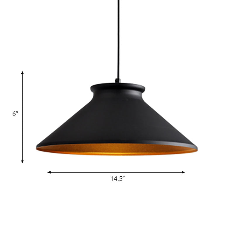 Modern Metal Ceiling Pendant Light For Dining Room - Black/White Tapered Hanging Design