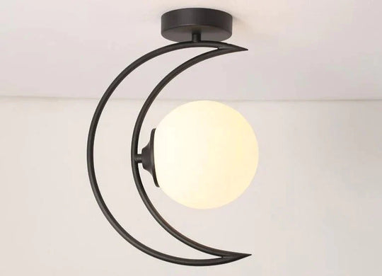 Nordic Corridor Golden Iron Moon Ceiling Black / White Light