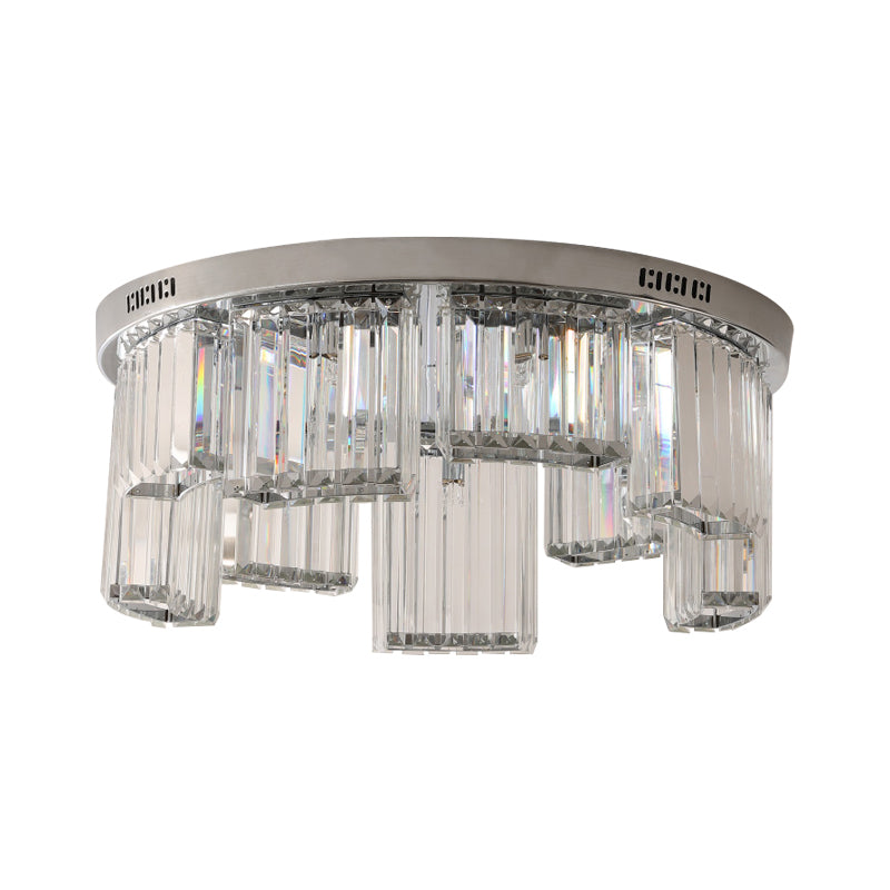 Contemporary Jagged Block Flush Mount Lamp - Clear Crystal Ceiling Light (18/23.5 W 6/9-Light) For