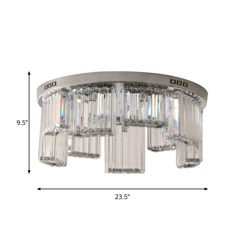 Contemporary Jagged Block Flush Mount Lamp - Clear Crystal Ceiling Light (18’/23.5’ W
