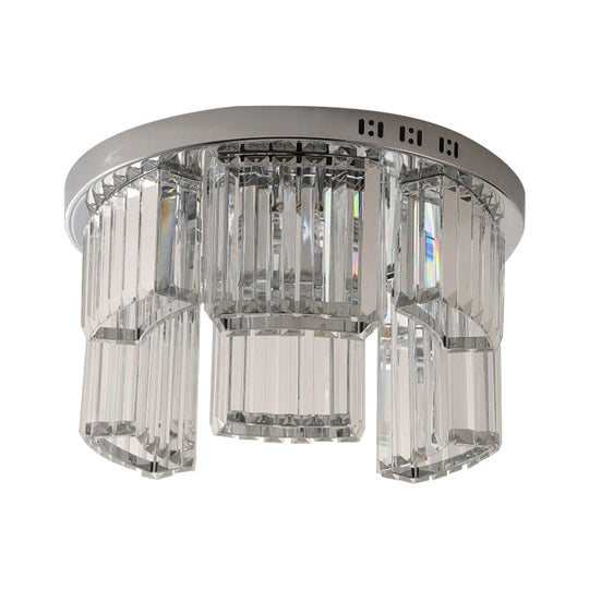 Contemporary Jagged Block Flush Mount Lamp - Clear Crystal Ceiling Light (18/23.5 W 6/9-Light) For