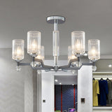 Modernist Crystal Semi Flush Ceiling Light - 3/6-Head Mount In Chrome