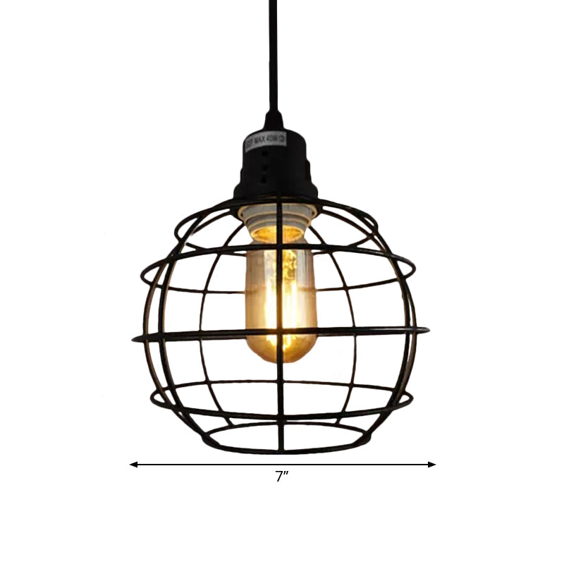 Stylish Black Metal Pendant Lamp With Global Shade - Perfect For Nautical Themes & Balcony Lighting