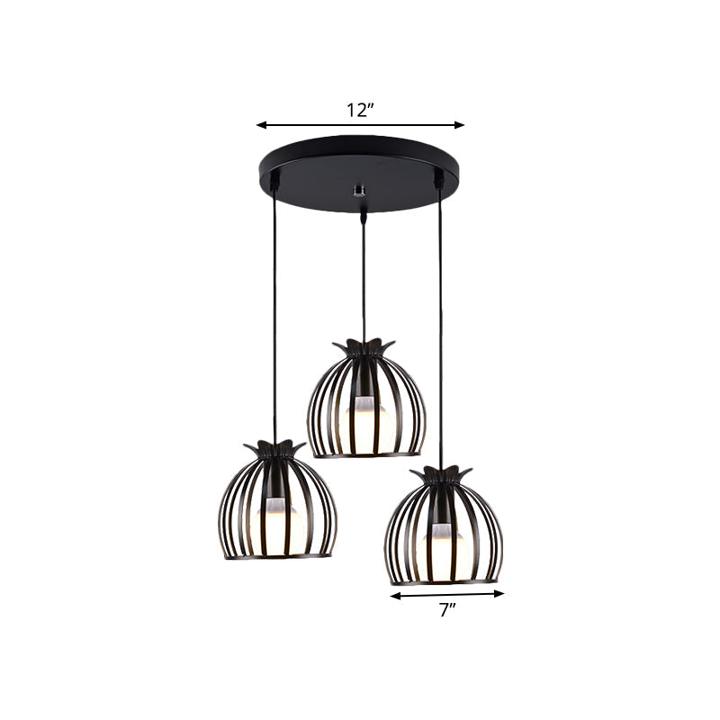 Loft Style Dome Cage Pendant Light With Hanging Head - Black/White Perfect For Living Room