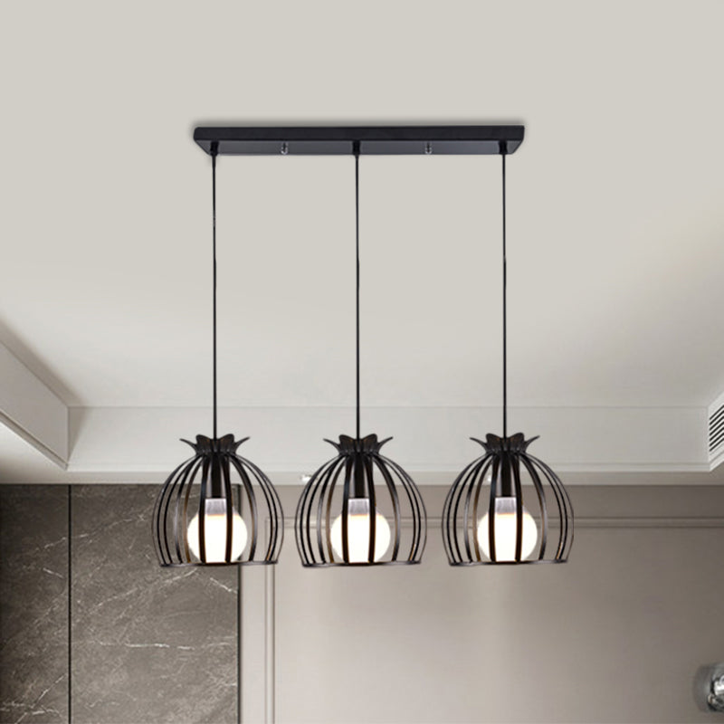 Loft Style Dome Cage Pendant Light With Hanging Head - Black/White Perfect For Living Room
