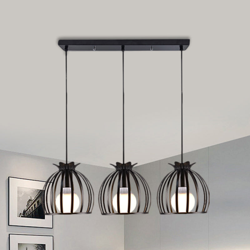 Loft Style Dome Cage Pendant Light With Hanging Head - Black/White Perfect For Living Room