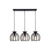 1 Industrial Loft Dome Cage Pendant Light In Black/White For Living Room