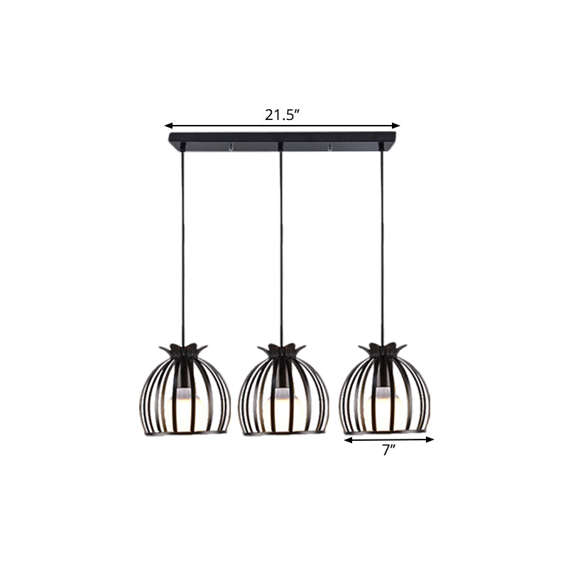 Loft Style Dome Cage Pendant Light With Hanging Head - Black/White Perfect For Living Room