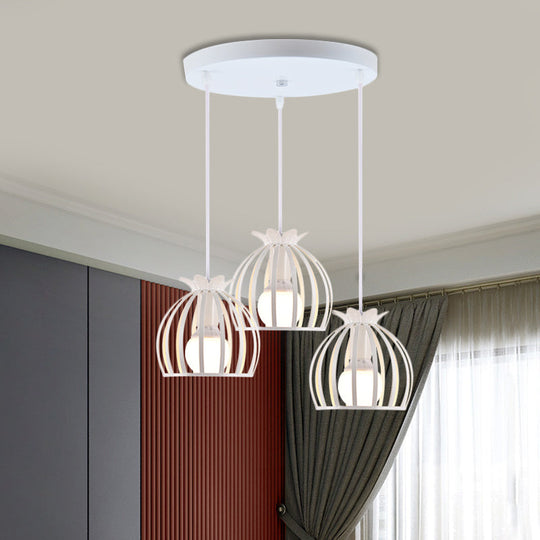 Loft Style Dome Cage Pendant Light With Hanging Head - Black/White Perfect For Living Room