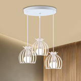 1 Industrial Loft Dome Cage Pendant Light In Black/White For Living Room