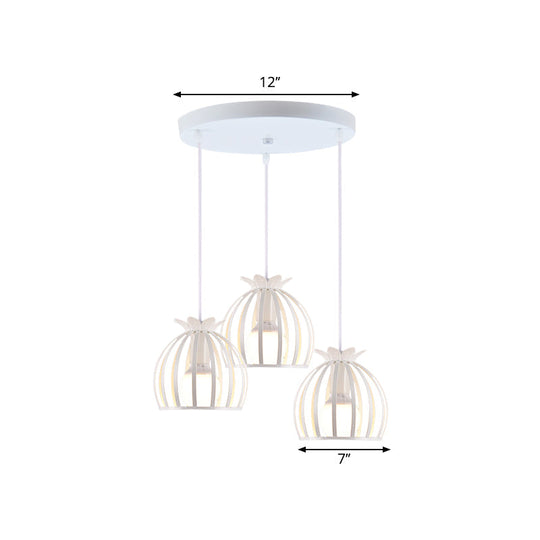 Loft Style Dome Cage Pendant Light With Hanging Head - Black/White Perfect For Living Room