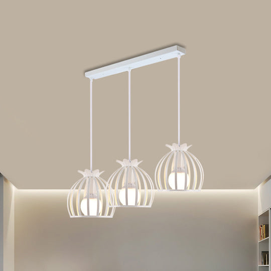 Loft Style Dome Cage Pendant Light With Hanging Head - Black/White Perfect For Living Room