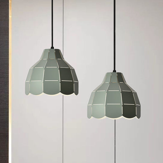 Nordic Style Metal Dome Pendant Light - Black/Grey/White | One Bulb Hanging Lamp For Dining Room