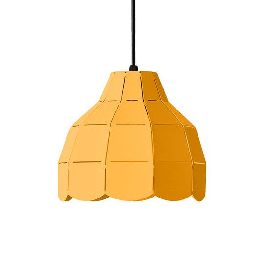 Macaron Metal Dome Pendant Light: Chic 1-Light Hanging Fixture With Scallop Design In