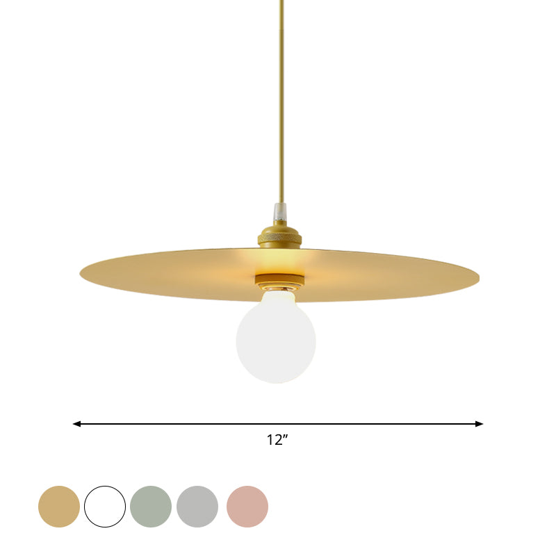 Macaron Pendant Light With Metal Disc Shade Multi Color Options And Single Bulb