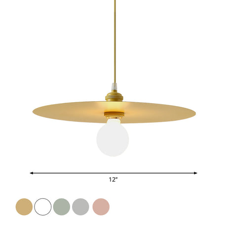 Macaron Pendant Light With Metal Disc Shade - Single Bulb Multi-Color Options