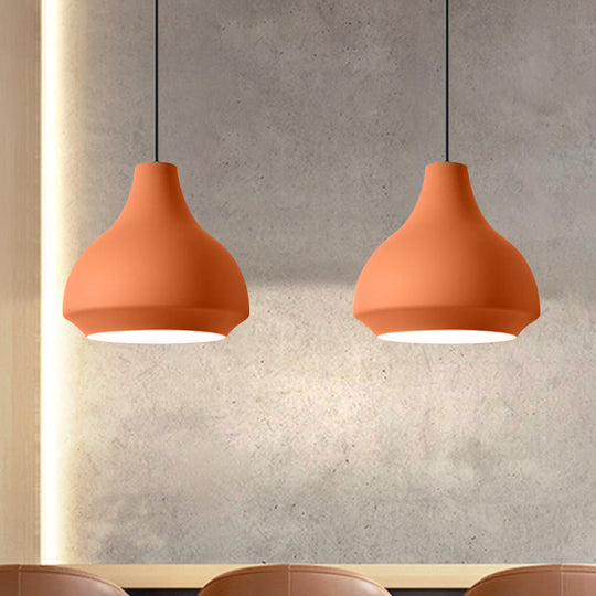 Moderne Hängeleuchte aus Metall in Kürbisform – 1 Licht – Grau/Schwarz/Gelb