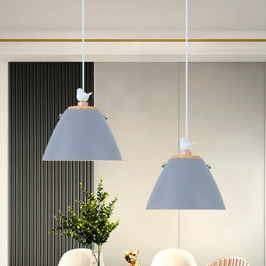 Modern Tapered Pendant Light - Grey/White/Yellow Metal Ceiling Lighting