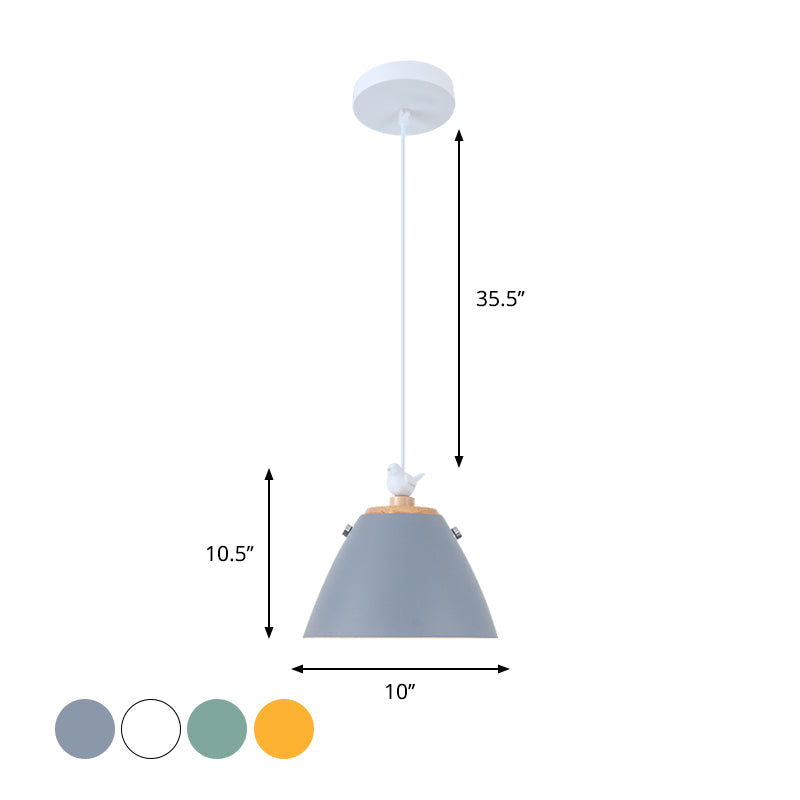 Modern Tapered Pendant Light - Grey/White/Yellow Metal Ceiling Lighting