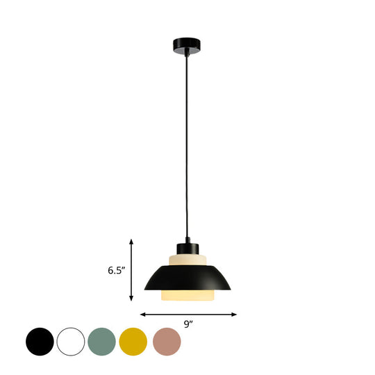 Modern Black/White Flared Shade Pendant Lamp: Macaron Stylish 1 Light Metallic Lighting For Dining