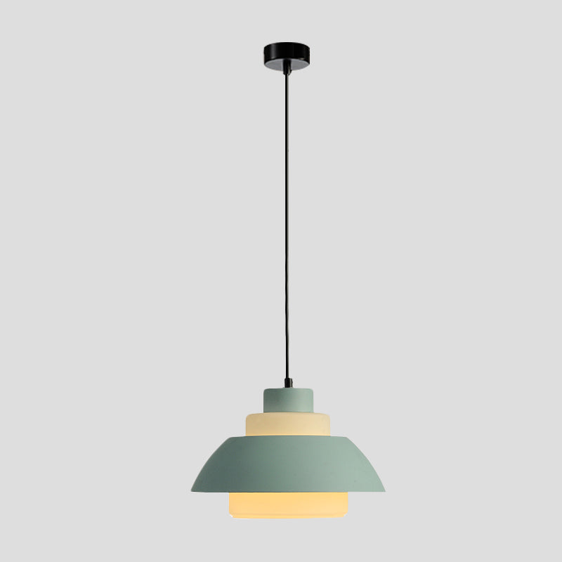 Modern Black/White Flared Shade Pendant Lamp: Macaron Stylish 1 Light Metallic Lighting For Dining