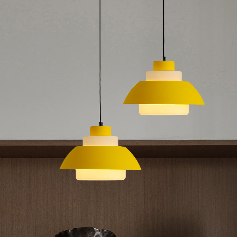 Modern Black/White Flared Shade Pendant Lamp: Macaron Stylish 1 Light Metallic Lighting For Dining