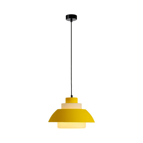 Stylish Black/White Flared Shade Hanging Lamp - Macaron 1 Light Pendant For Dining Room