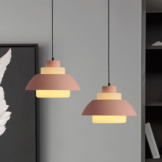 Modern Black/White Flared Shade Pendant Lamp: Macaron Stylish 1 Light Metallic Lighting For Dining