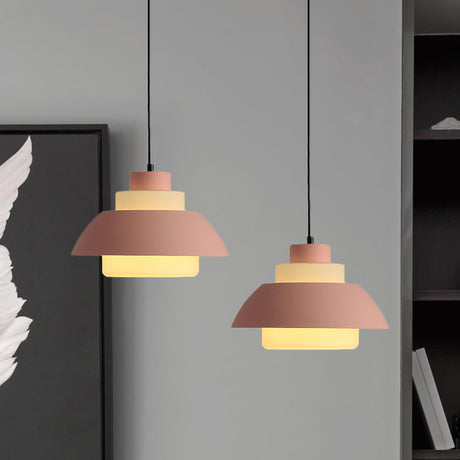 Stylish Black/White Flared Shade Hanging Lamp - Macaron 1 Light Pendant For Dining Room