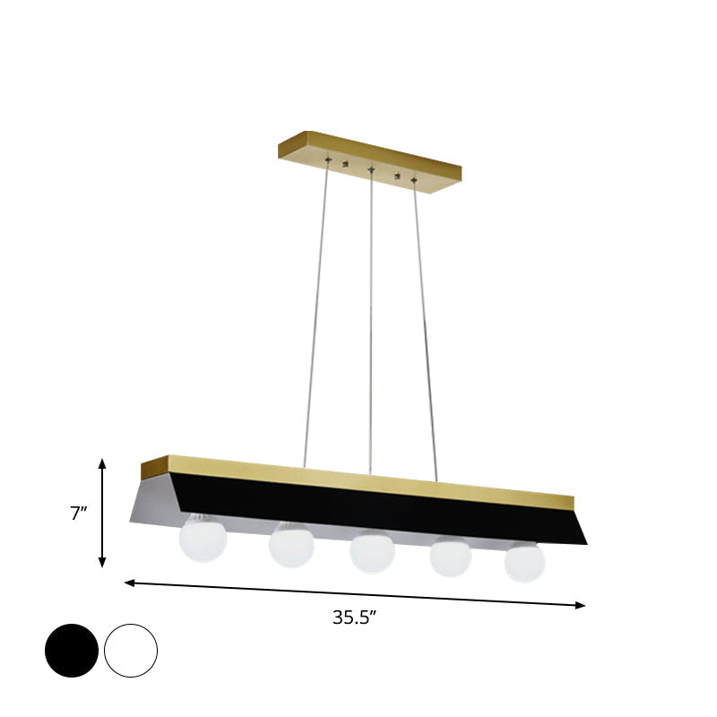 Modern Wood Island Billiard Light With Black/White Shade - 3 Or 5 Lights For Restaurant