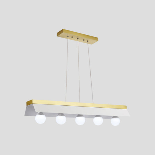 Modern Wood Island Billiard Light With Black/White Shade - 3 Or 5 Lights For Restaurant