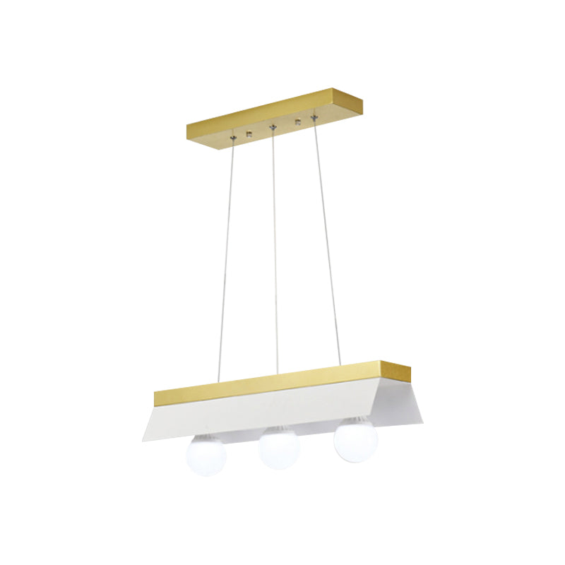 Modern Wood Island Billiard Light With Black/White Shade - 3 Or 5 Lights For Restaurant