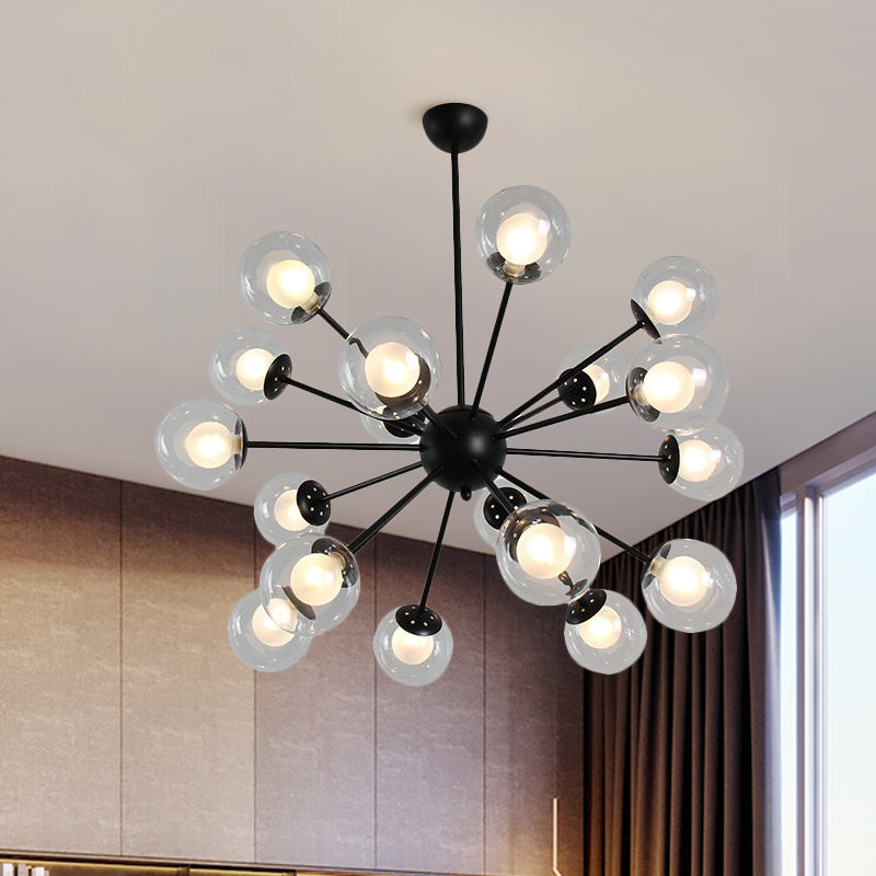 Modern Black/Gold Sputnik Hanging Light Fixture With Glass Shades - 12/18 Heads Ceiling Lamp 18 /