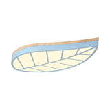 Blue Leaf Led Ceiling Lamp For Childs Bedroom - Cartoon Acrylic Flush Mount Light