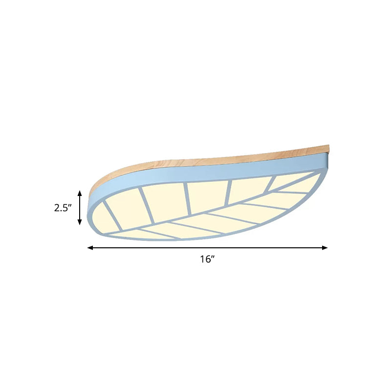 Blue Leaf Led Ceiling Lamp For Child’s Bedroom - Cartoon Acrylic Flush Mount Light