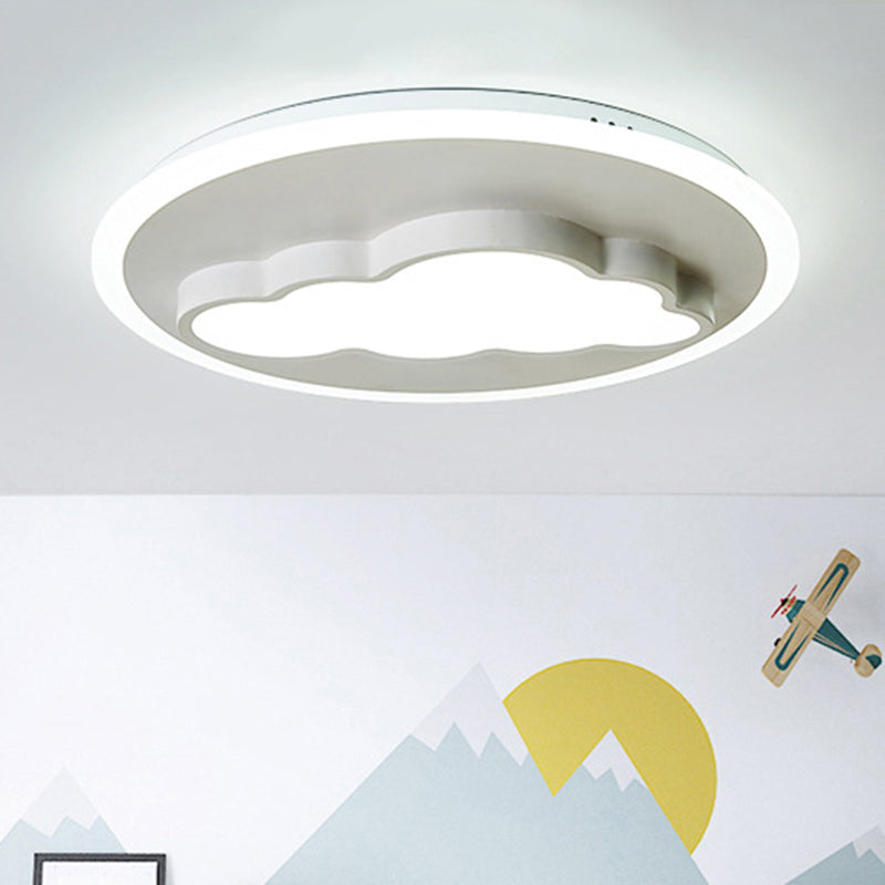 Cloud Modern Stylish Acrylic Ceiling Light- Big O Flush Mount In White For Kitchen /