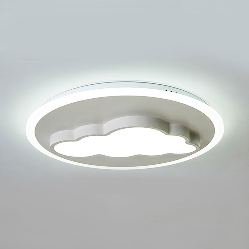 Cloud Modern Stylish Acrylic Ceiling Light- Big O Flush Mount In White For Kitchen