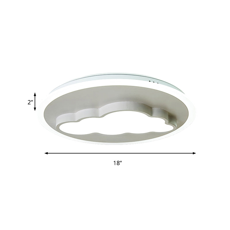 Cloud Modern Stylish Acrylic Ceiling Light- Big O Flush Mount In White For Kitchen