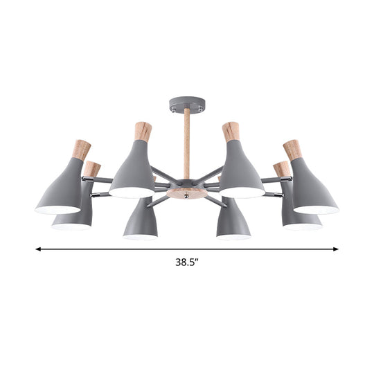 Macaron Pendant Light: Bottle Shape Chandelier For Living Room - 8 Bulbs Metal Finish