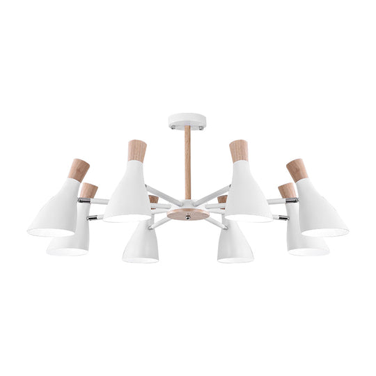 Macaron Pendant Light: Bottle Shape Chandelier For Living Room - 8 Bulbs Metal Finish