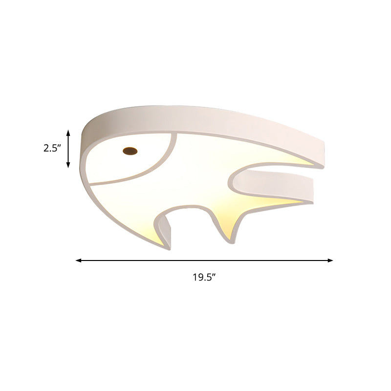 Fish Shaped Ceiling Light For Kids’ Room - White Metal & Acrylic Ideal Kindergarten