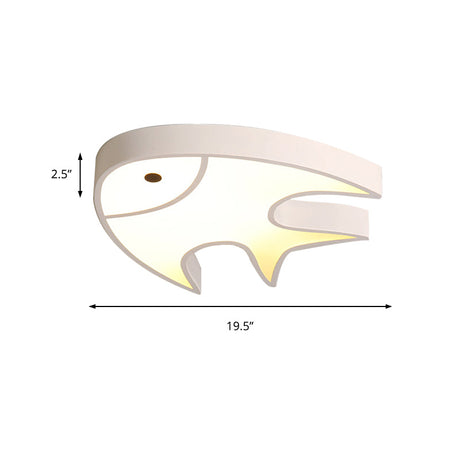 Fish Shaped Ceiling Light For Kids’ Room - White Metal & Acrylic Ideal Kindergarten