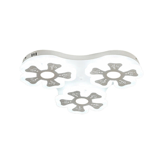 Modern Style White Floral Ceiling Lamp - Acrylic Flush Mount Light For Study Room & Corridor