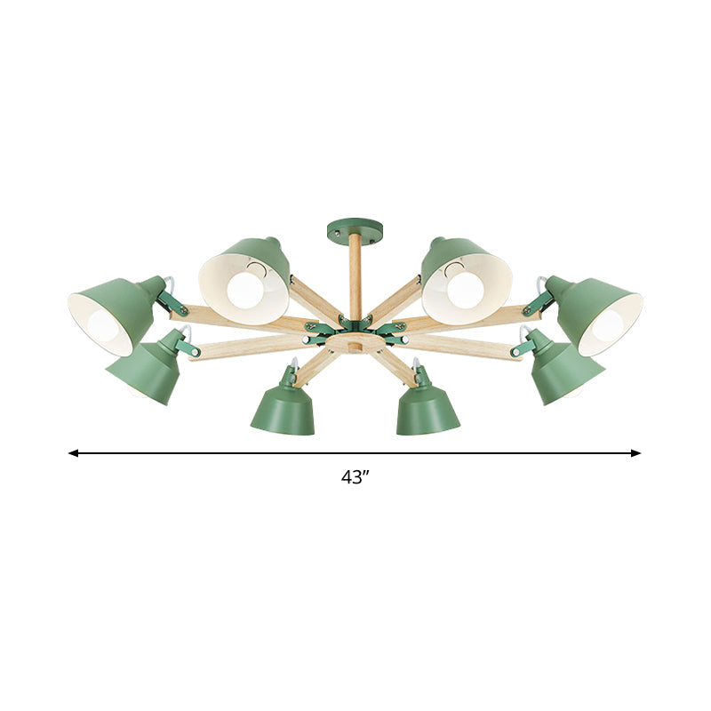 Macaron Multi-Head Metal Bucket Chandelier: Playful Hanging Light For Kindergarten