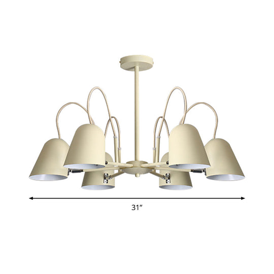 Macaron Style Candy-Colored Chandelier - Foyer Kindergarten Pendant Light With 6 Metal Lights
