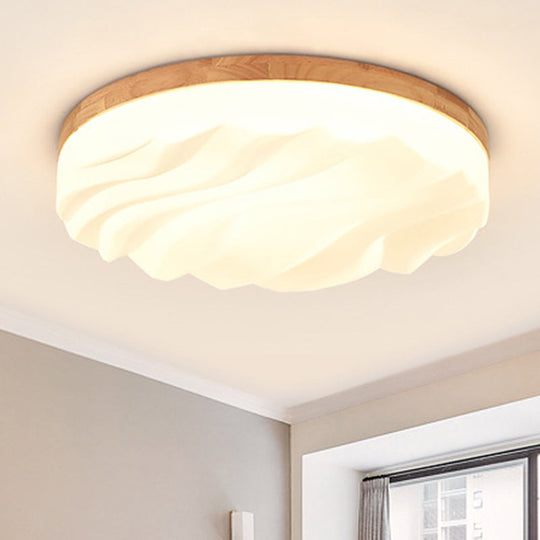 Modern Acrylic Ceiling Flush Mount Light In White For Foyer Hallway - Cake Shape Fixture / 16.5 Warm